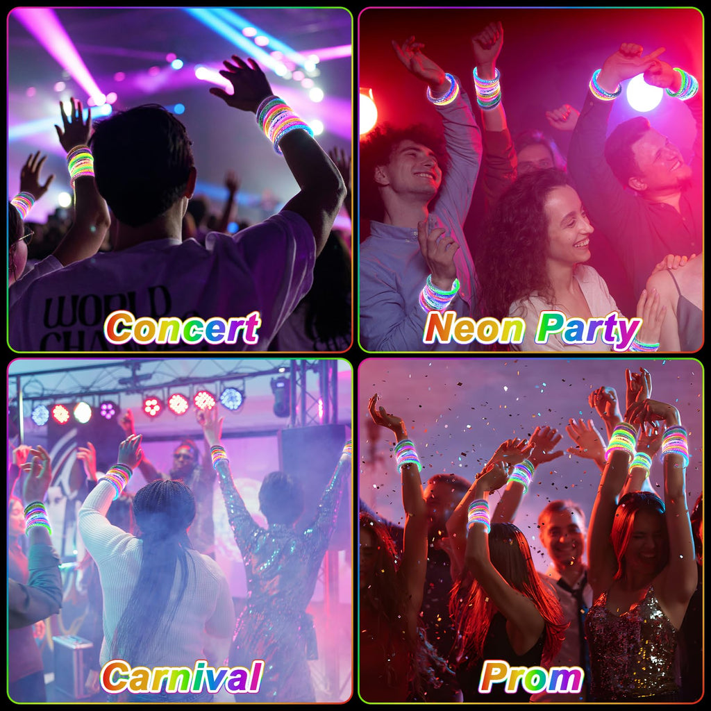 OLUPP 28 Pack Glow Bracelets – 6-Color LED Light Up Party Favors