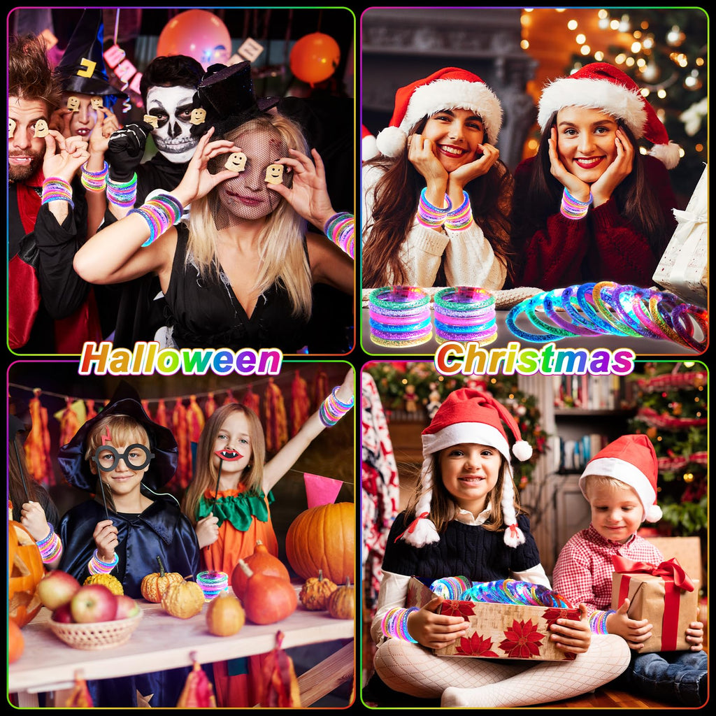 OLUPP 28 Pack Glow Bracelets – 6-Color LED Light Up Party Favors