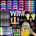 OLUPP Glow in the Dark Party Supplies — 290 PCS Glow Kit (200 Sticks, 24 Wands, 15 Glasses, 33 Finger Lights, 18 Hair Clips)