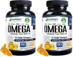 Omega 3-6-9 Blend with DPA, EPA, DHA, ALA & GLA + Organic Flax Seed Oil | Gluten Free 2x60 SoftGels