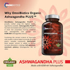 OmniBiotics Organic Ashwagandha – 1300mg Total Strength, 120 Vegan Caps
