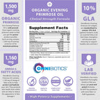 OmniBiotics Organic Evening Primrose Oil 1500mg – Cold-Pressed, 10% GLA, Non-GMO, 120 Vegan Softgel Capsules