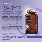 OmniBiotics Organic Evening Primrose Oil 1500mg – Cold-Pressed, 10% GLA, Non-GMO, 120 Vegan Softgel Capsules