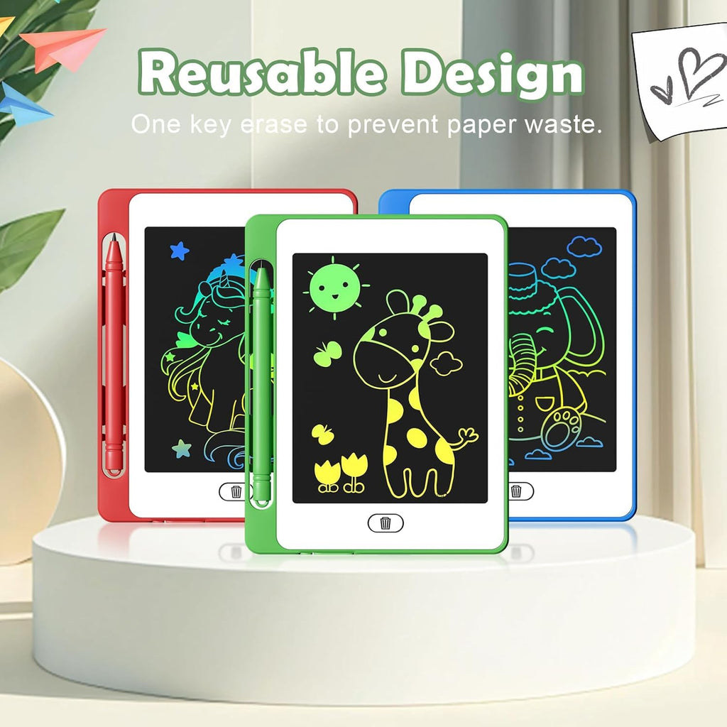 OMXDG Party Favor 16 Pack LCD Writing Tablet for Kids – 6.5 Inch Colorful Doodle Boards, Erasable & Reusable
