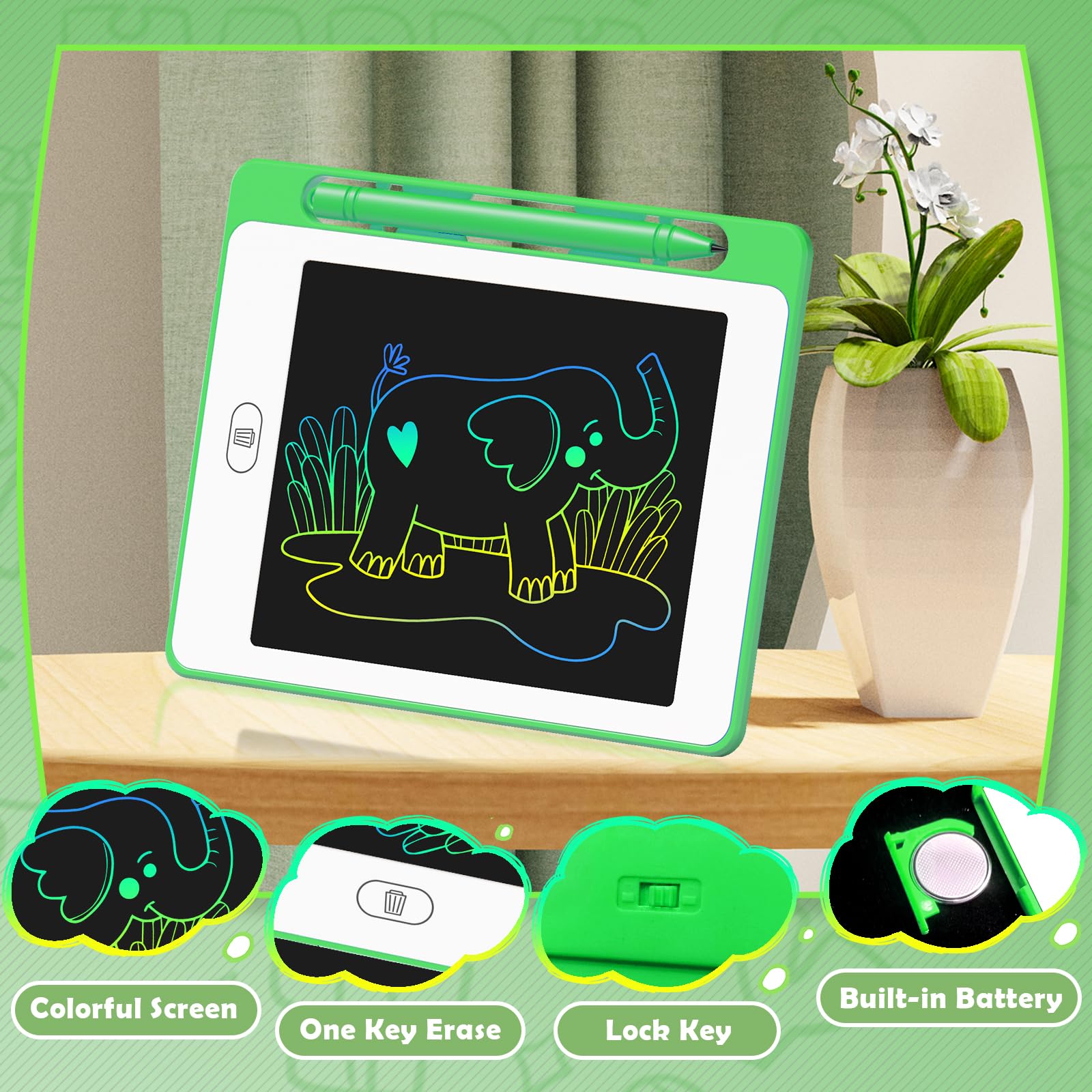 OMXDG Party Favor 12-Pack LCD Writing Tablets for Kids – 6.5-Inch Colorful Doodle Boards