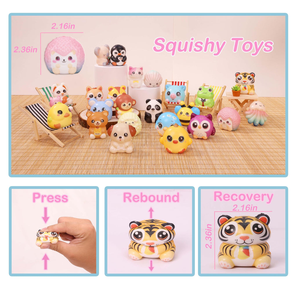 OMyFav 24PCS Kids Party Favors – Cute Squishy Toys, Easter Egg Fillers & Classroom Prizes