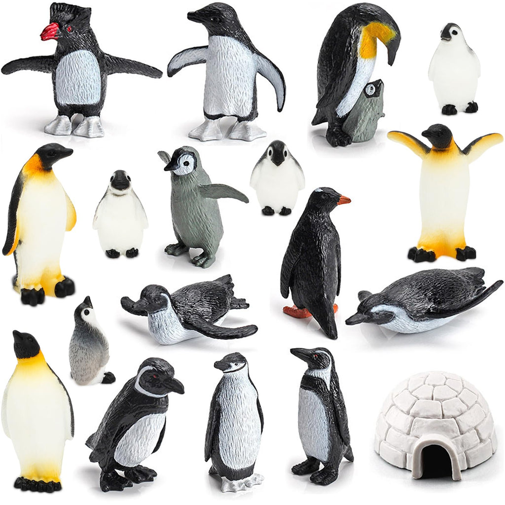 ONEST 18-Piece Penguin Figurines Set – Realistic Arctic Toys & Cake Toppers