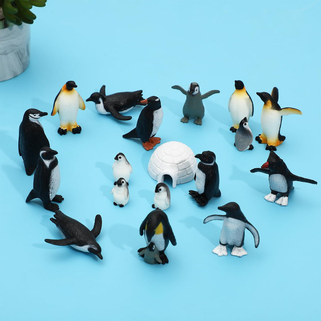 ONEST 18-Piece Penguin Figurines Set – Realistic Arctic Toys & Cake Toppers