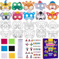 OPPKIE DIY 20-Piece Animal Mask Kit with Gem Stickers & Felt | Kids Party Favors & Craft Supplies
