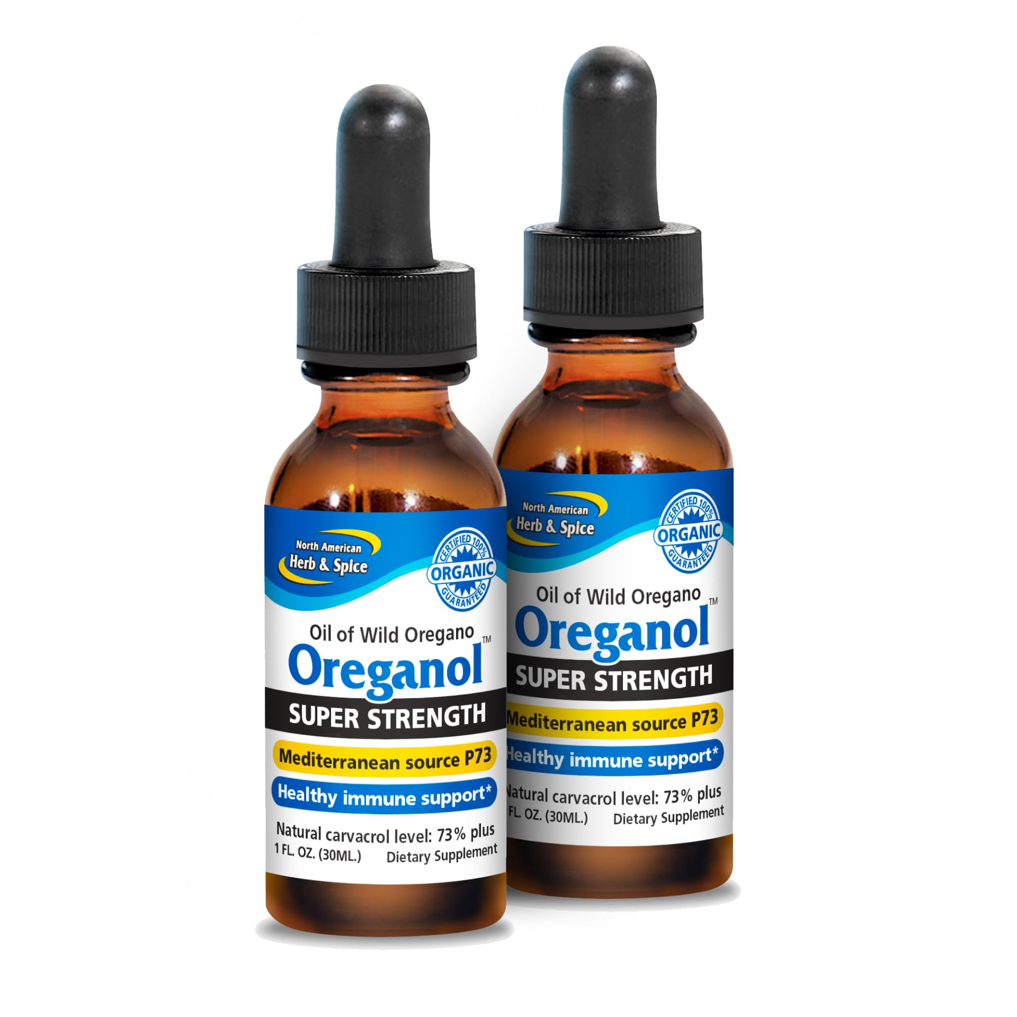 North American Herb & Spice Oreganol P73 Super Strength – Pack of 2, 1 fl oz – Immune Support – Non-GMO & Certified Organic – 864 Total Servings