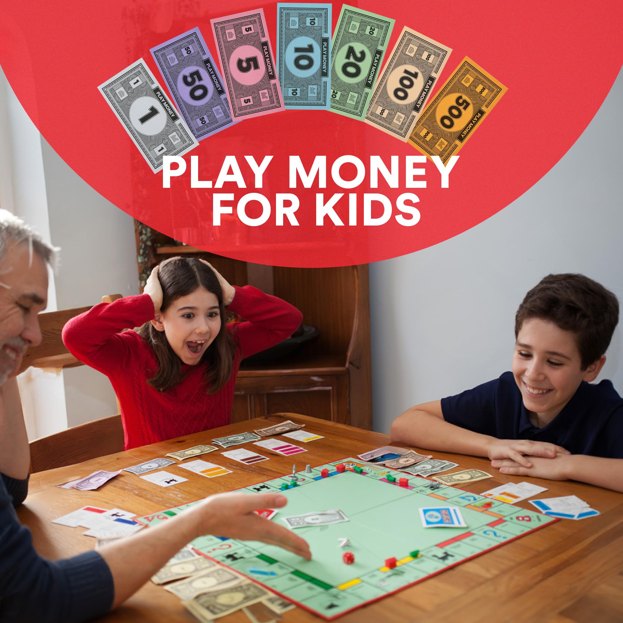 oreven Play Money – 3 Sets of 60 Colorful Monopoly-Style Bills ($1, $5, $10, $20, $50, $100, $500)