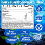 Organic Blue Spirulina Gummies – High Phycocyanin, Chlorella & CoQ10 (60 Ct) – Sugar Free