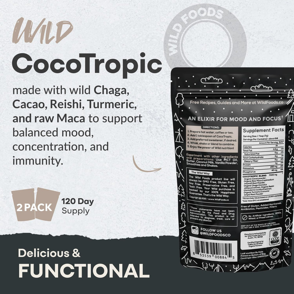 Bio-Cocotropic Pilz-Kakao – Zuckerfrei, Reishi & Chaga, 454g