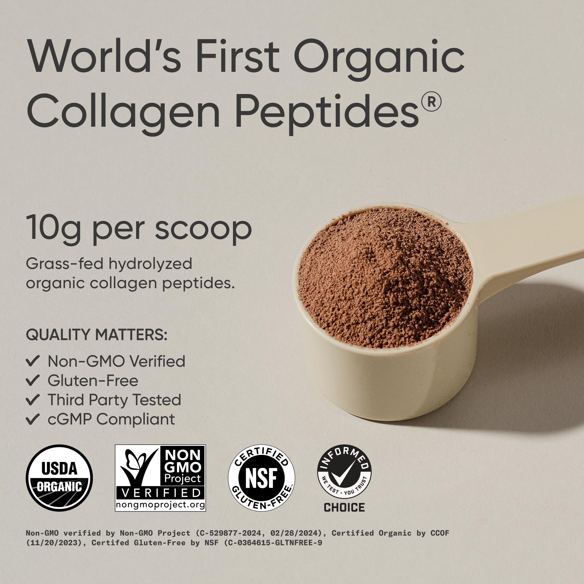 Sports Research Bio-Kollagenpulver – hydrolysiertes Typ I & III, USDA Bio, glutenfrei, 30 Portionen, Zartbitterschokolade