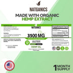 Natganics Organic Hemp Oil 3500mg – Ultra Premium CO2-Extracted Hemp Drops, USA Made