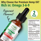 Organic Hemp Seed Oil 6 Oz - Peppermint Flavor, 30,000 mg, Non-GMO, Vegan