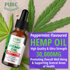Organic Hemp Seed Oil 6 Oz - Peppermint Flavor, 30,000 mg, Non-GMO, Vegan