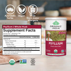 Organic India Psyllium Herbal Powder – Whole Husk Fiber, 12 oz Canister, 3 Pack | Keto, Vegan, Gluten-Free, USDA Organic
