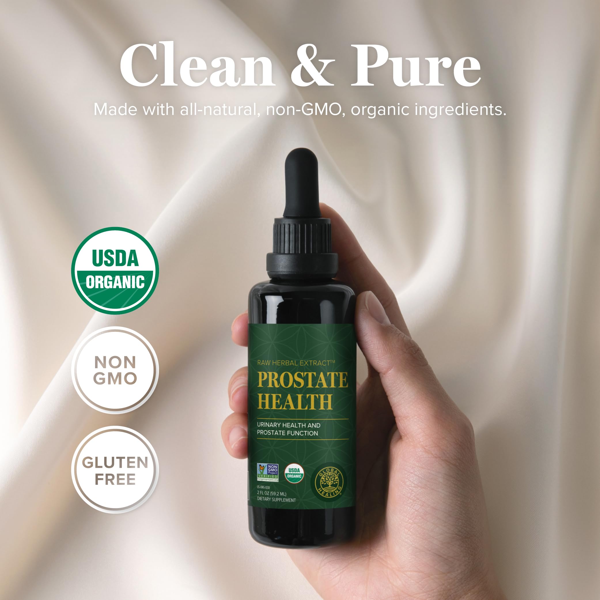 Global Healing Bio Prostatagesundheit – Nahrungsergänzungsmittel für Männer | Unterstützung der Prostata & Harntraktkomfort – 59 ml