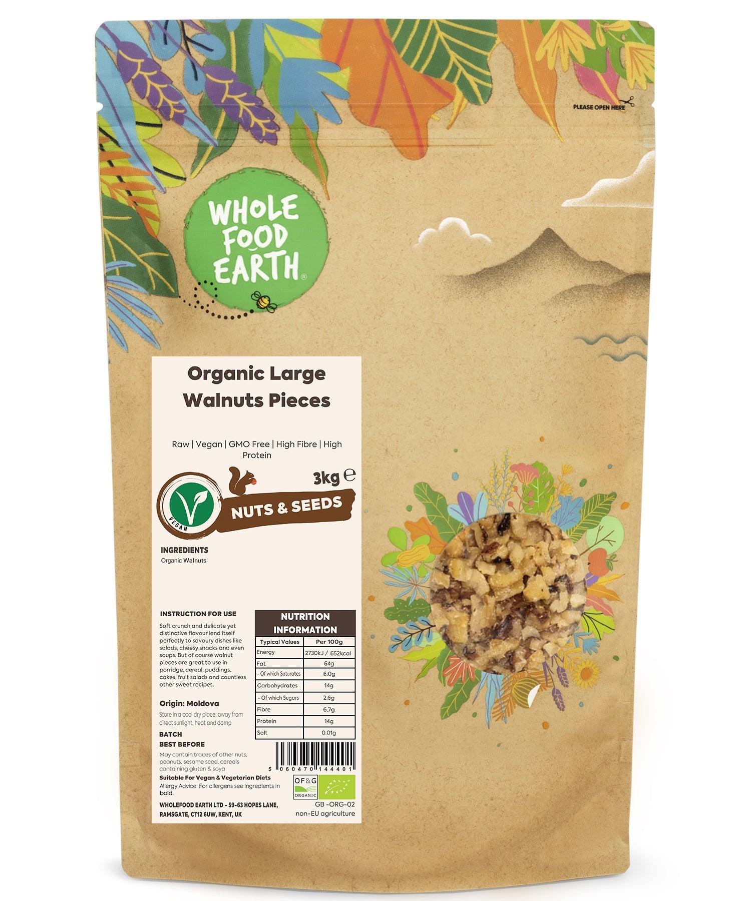 Organic Light Walnuts Pieces