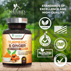 Turmeric Curcumin 1950mg – 95% Curcuminoids, Organic Turmeric & Ginger, BioPerine | 240 Capsules