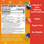 Organic Vitamin C Gummies 120mg for Adults – Sugar Free, Vegan, 60 Count