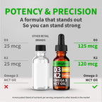 (2 Pack) Organic Vitamin D3 K2 Drops 5000 IU | MCT Oil, Omega-3, Unflavored 2 oz