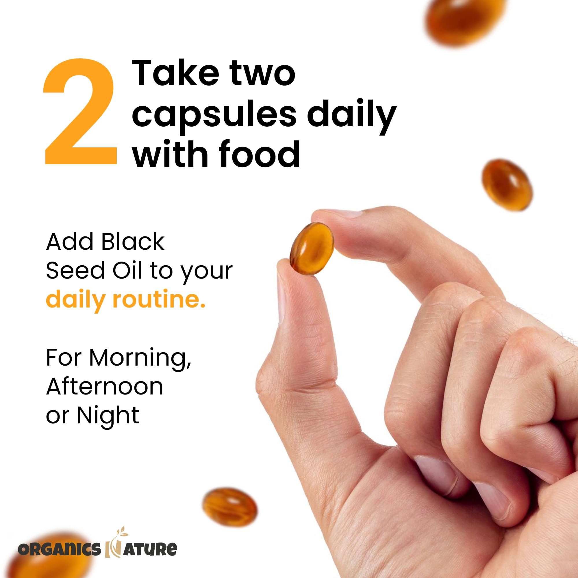 ORGANICS NATURE Schwarzkümmelöl Kapseln 1000mg – Vegane Softgels | Thymoquinon 20mg | Omega 3-6-9