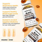 ORGANICS NATURE Schwarzkümmelöl Kapseln 1000mg – Vegane Softgels | Thymoquinon 20mg | Omega 3-6-9