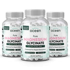 Organics Ocean Magnesium Glycinate with Zinc – Maximum Strength Chelated Magnesium for Sleep Support, Muscle Cramps & Heart Health – 3 Bottles