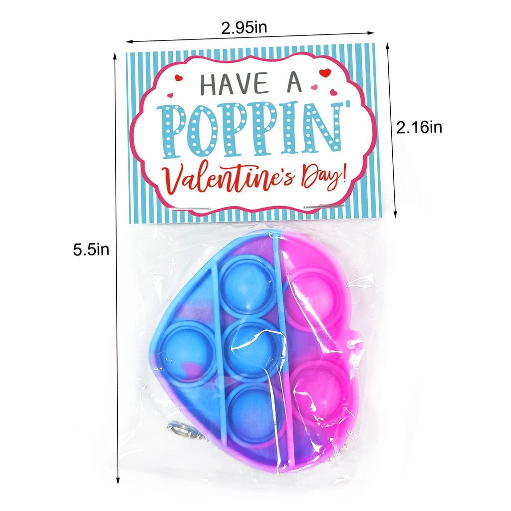 ORIENTAL CHERRY 24 Mini Heart Pop Fidget Toys for Valentine's Day Cards & Class Party Favors