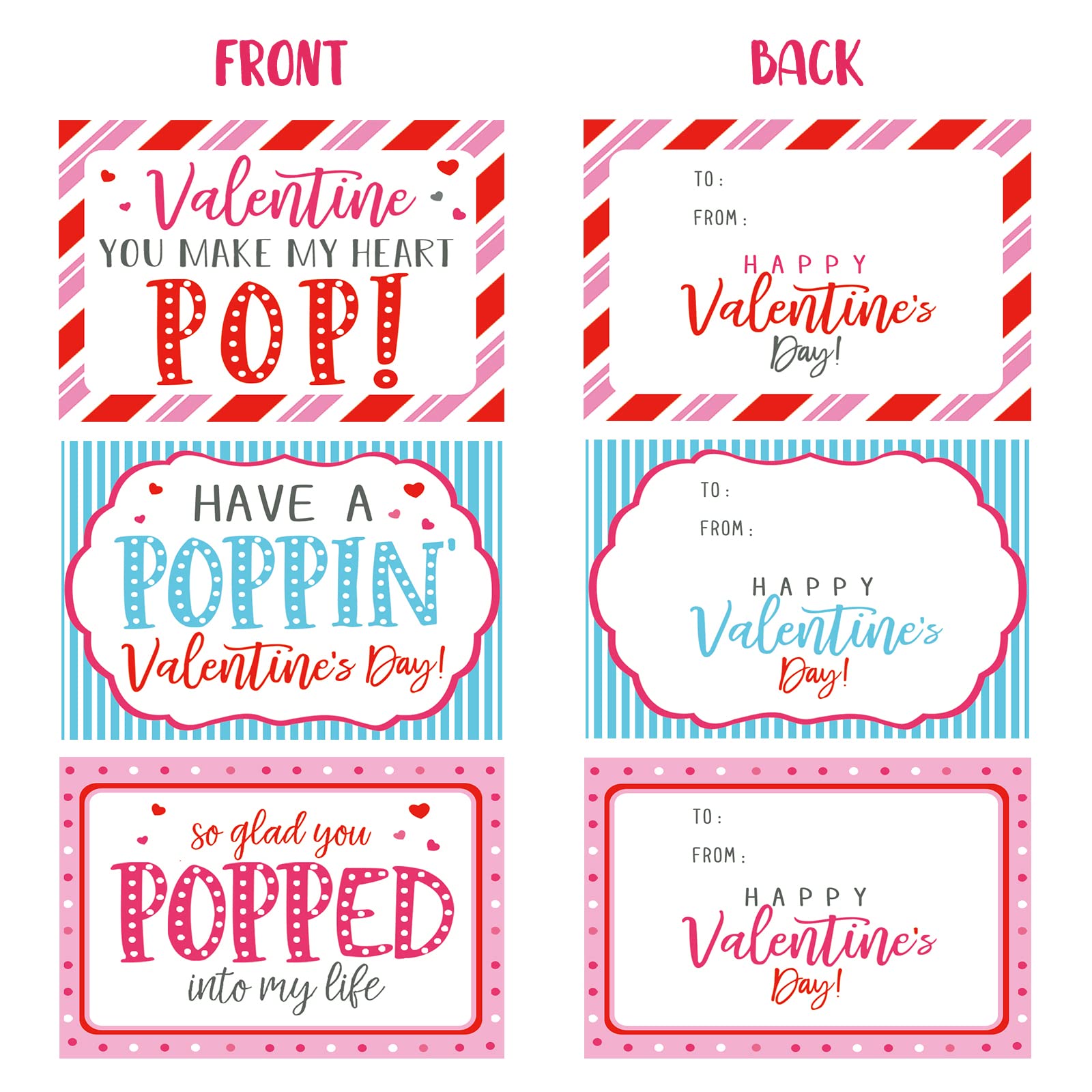 ORIENTAL CHERRY 24 Mini Heart Pop Fidget Toys for Valentine's Day Cards & Class Party Favors