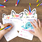 Oriental Cherry Valentines Day Cards for Kids — 24 Rainbow Pencils Unicorn Set | Classroom Party Favors