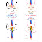 Oriental Cherry Valentines Day Cards for Kids — 24 Rainbow Pencils Unicorn Set | Classroom Party Favors