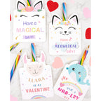 Oriental Cherry Valentines Day Cards for Kids — 24 Rainbow Pencils Unicorn Set | Classroom Party Favors