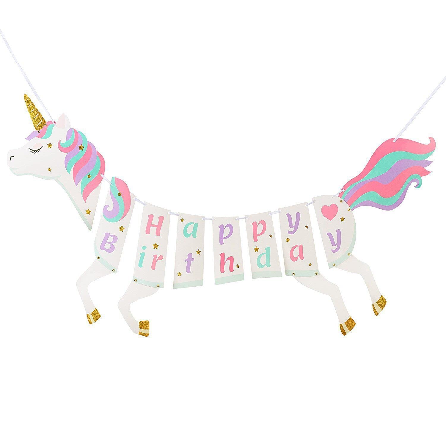 Ornaous Unicorn Happy Birthday Banner – Colorful Wall Decor for Kids’ Birthday Party