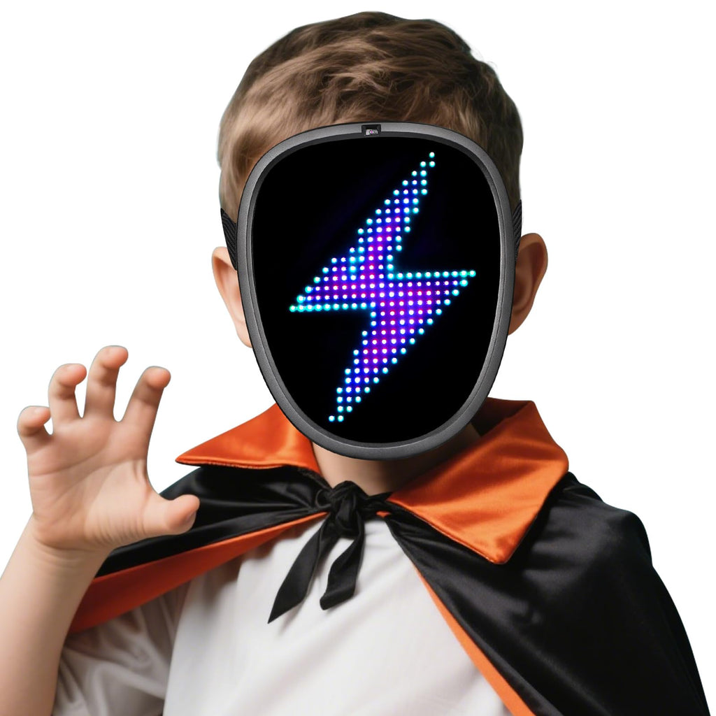 ORWINE Kids Halloween LED Mask with Gesture Sensing | Light Up Face Mask for Costume & Party