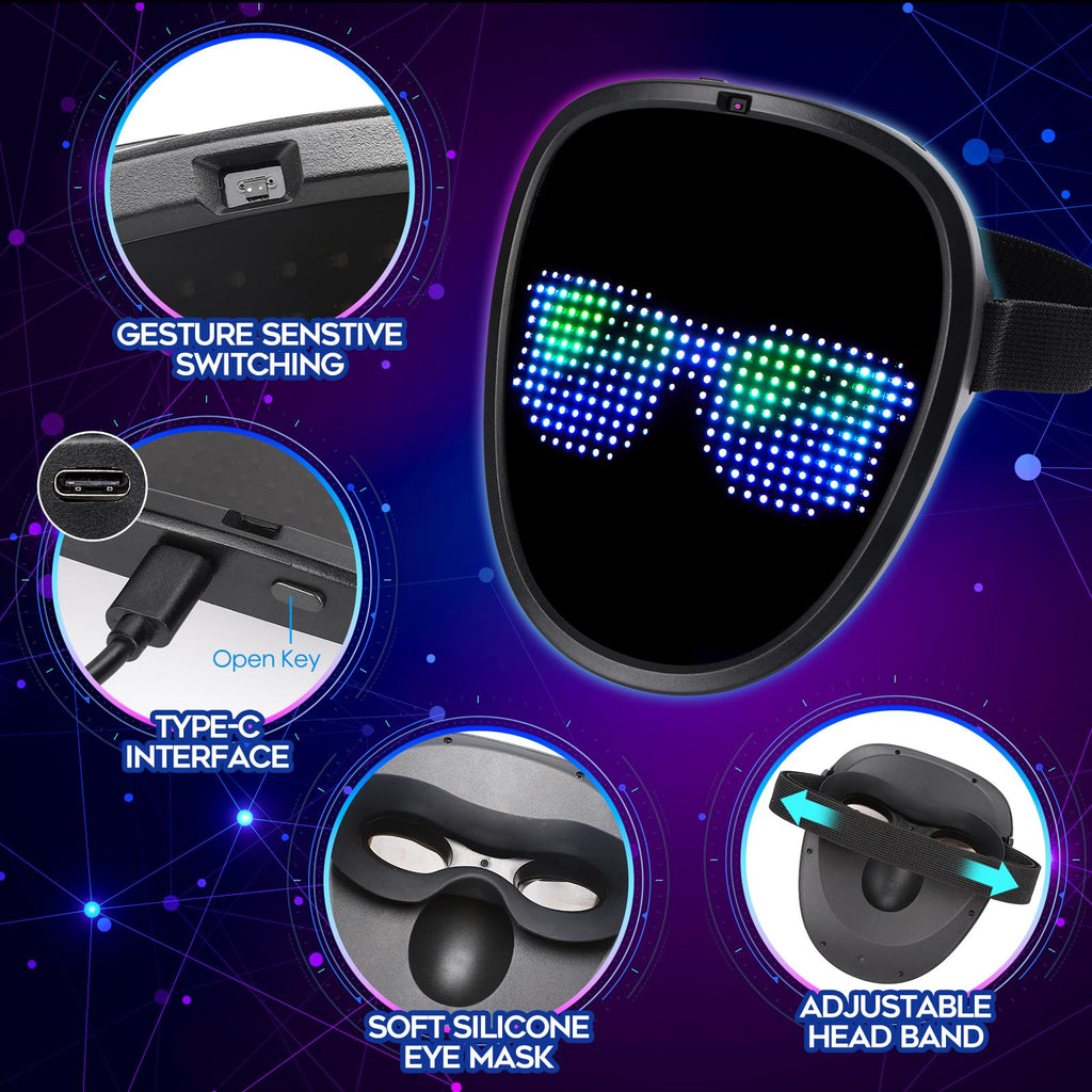 ORWINE Kids Halloween LED Mask with Gesture Sensing | Light Up Face Mask for Costume & Party
