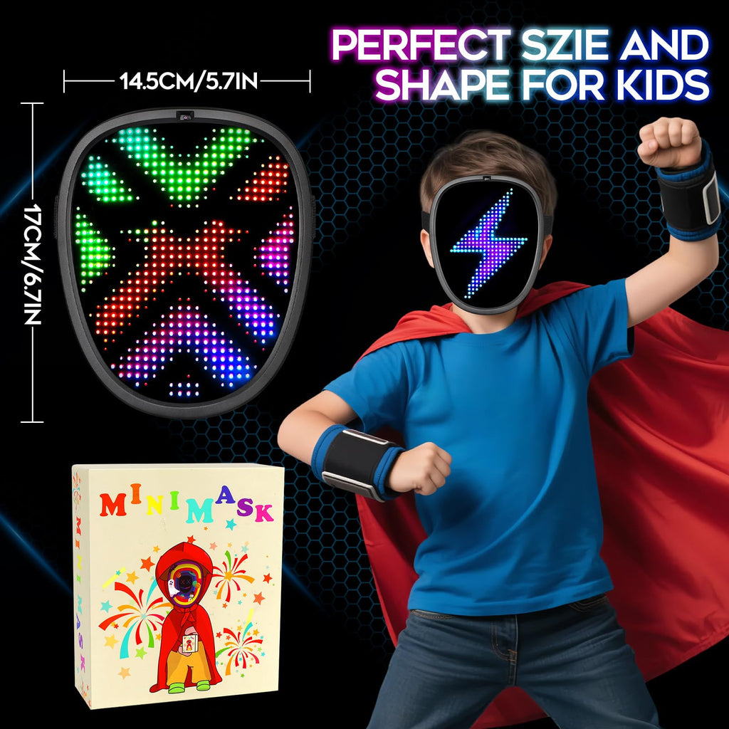 ORWINE Kids Halloween LED Mask with Gesture Sensing | Light Up Face Mask for Costume & Party