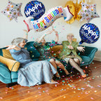 OSAMUHA Birthday Decoration Set - Colorful Happy Birthday Banner & Mylar Balloons (5-Piece)