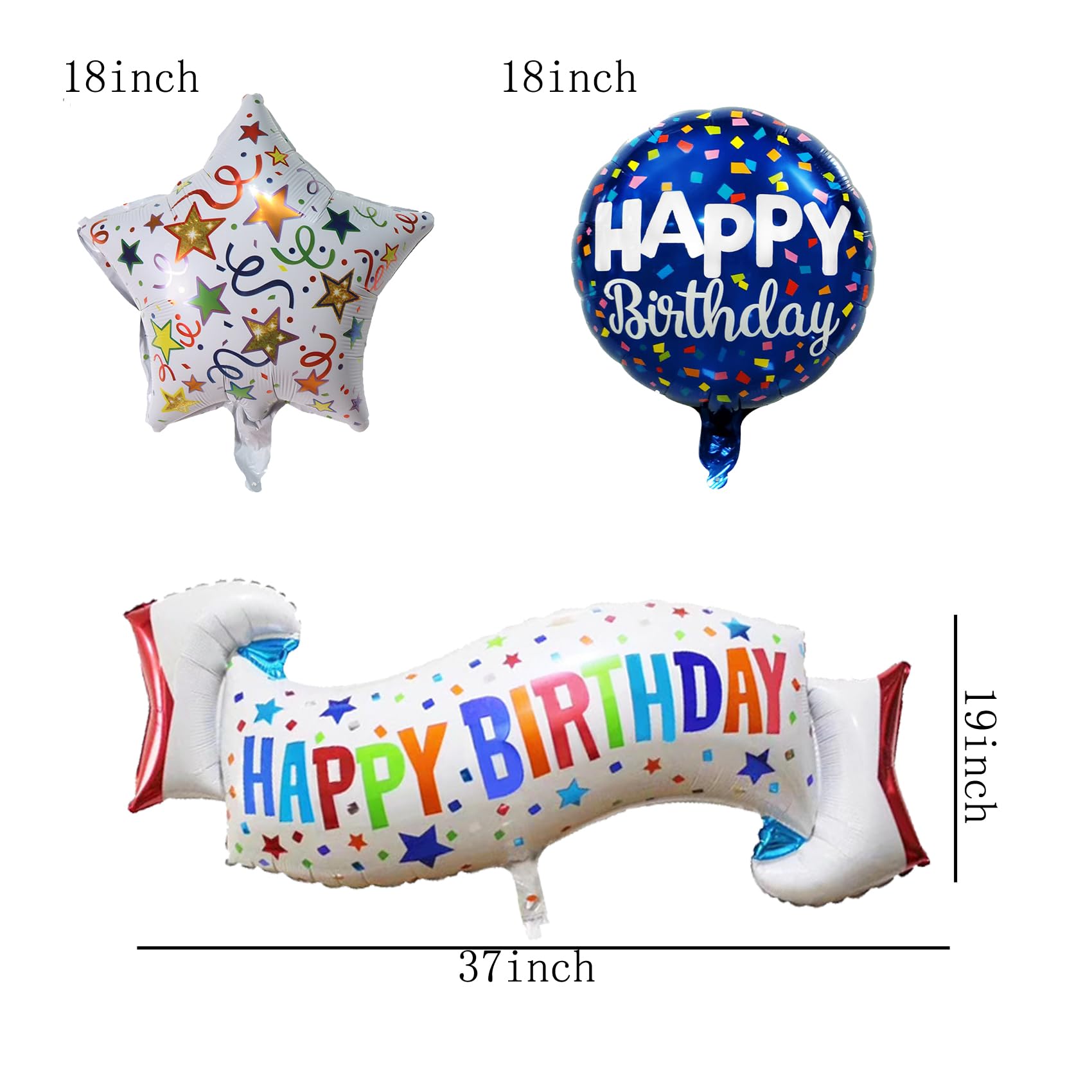 OSAMUHA Birthday Decoration Set - Colorful Happy Birthday Banner & Mylar Balloons (5-Piece)