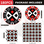 Osonm 180PCS Casino Party Supplies – Plates, Napkins & More for Poker Night