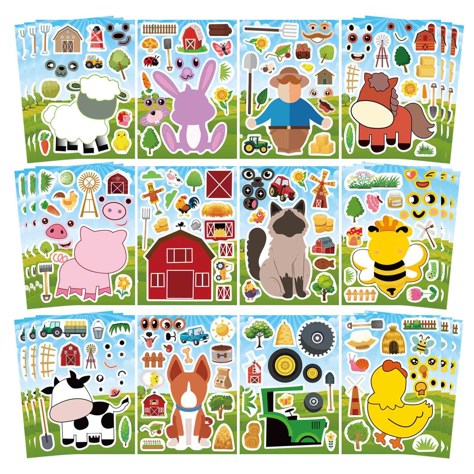 OTAITY 48 Sheets Make Your Own Farm Animal Sticker Set – Kids Party Favors, Rewards & Creative Play