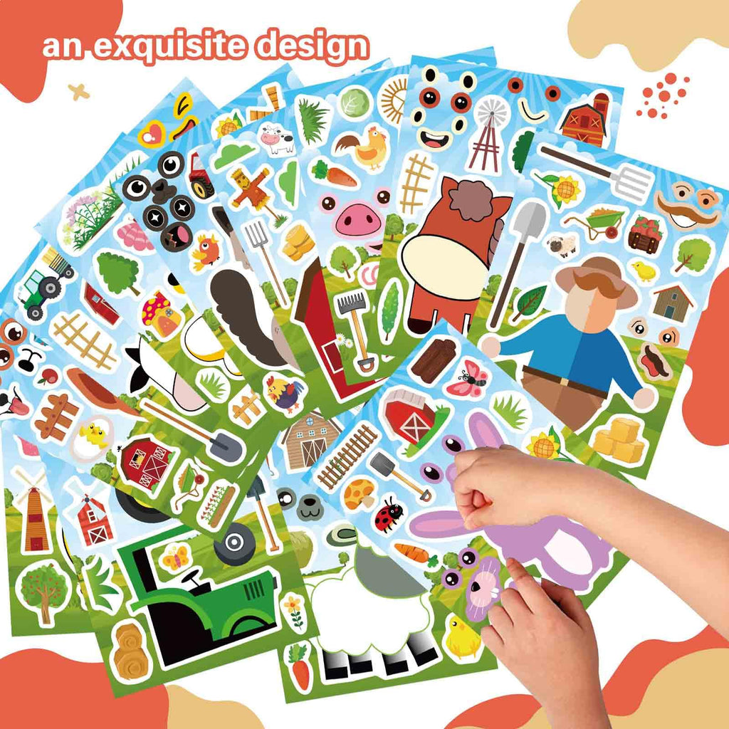 OTAITY 48 Sheets Make Your Own Farm Animal Sticker Set – Kids Party Favors, Rewards & Creative Play