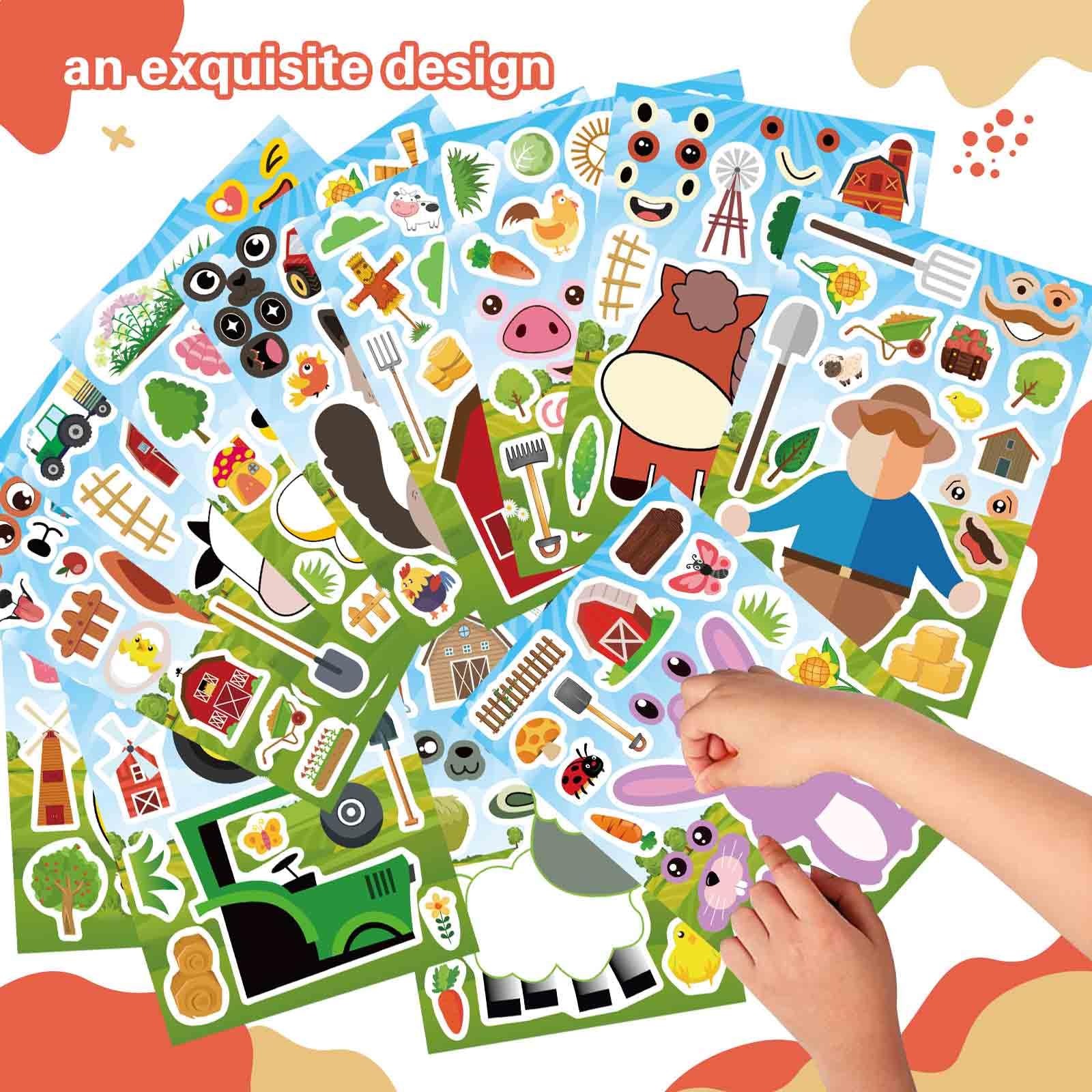 OTAITY 48 Sheets Make Your Own Farm Animal Sticker Set – Kids Party Favors, Rewards & Creative Play