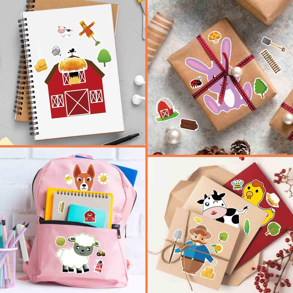 OTAITY 48 Sheets Make Your Own Farm Animal Sticker Set – Kids Party Favors, Rewards & Creative Play