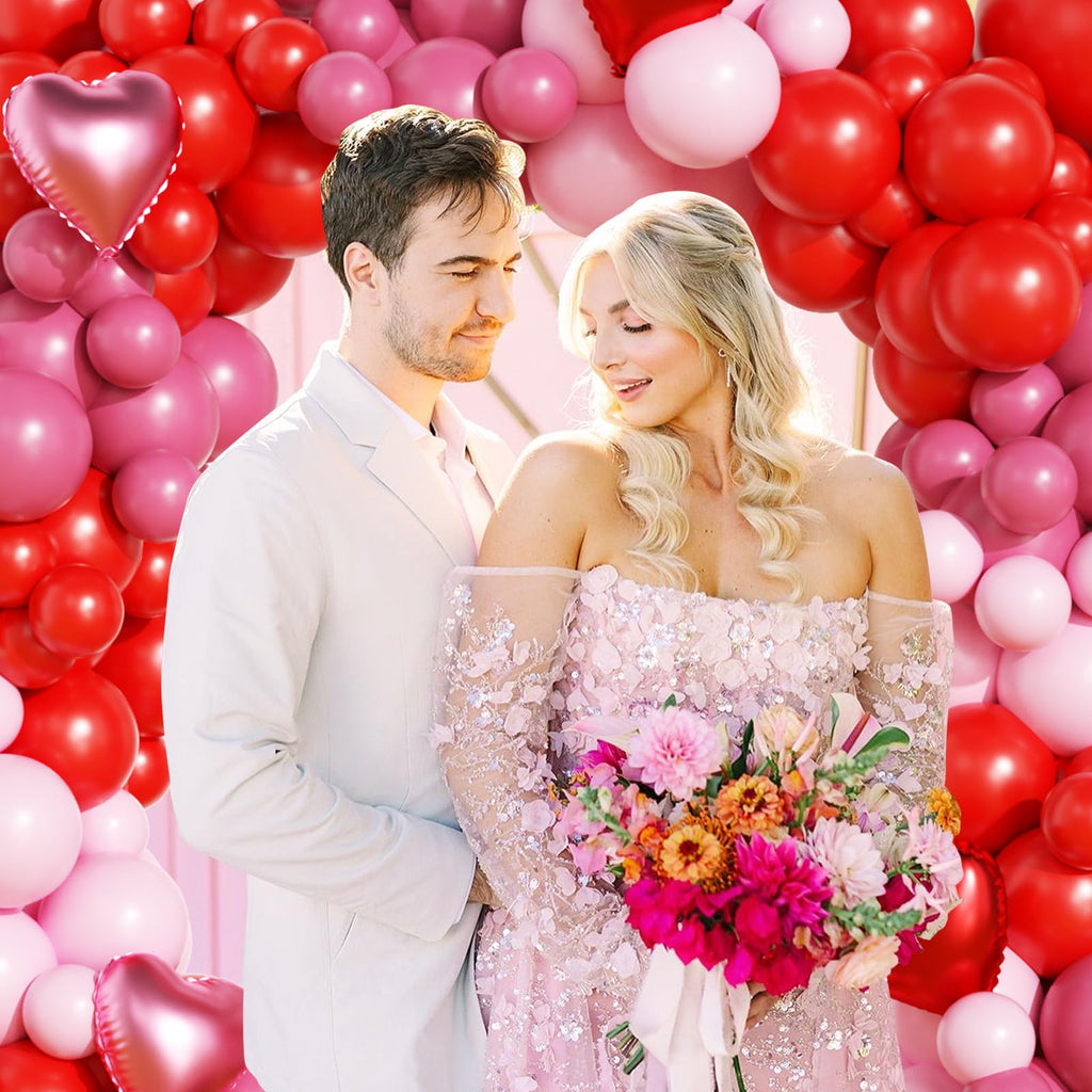 OTLGEUA Valentines Day Balloon Arch Kit — Pink & Red Heart Balloons