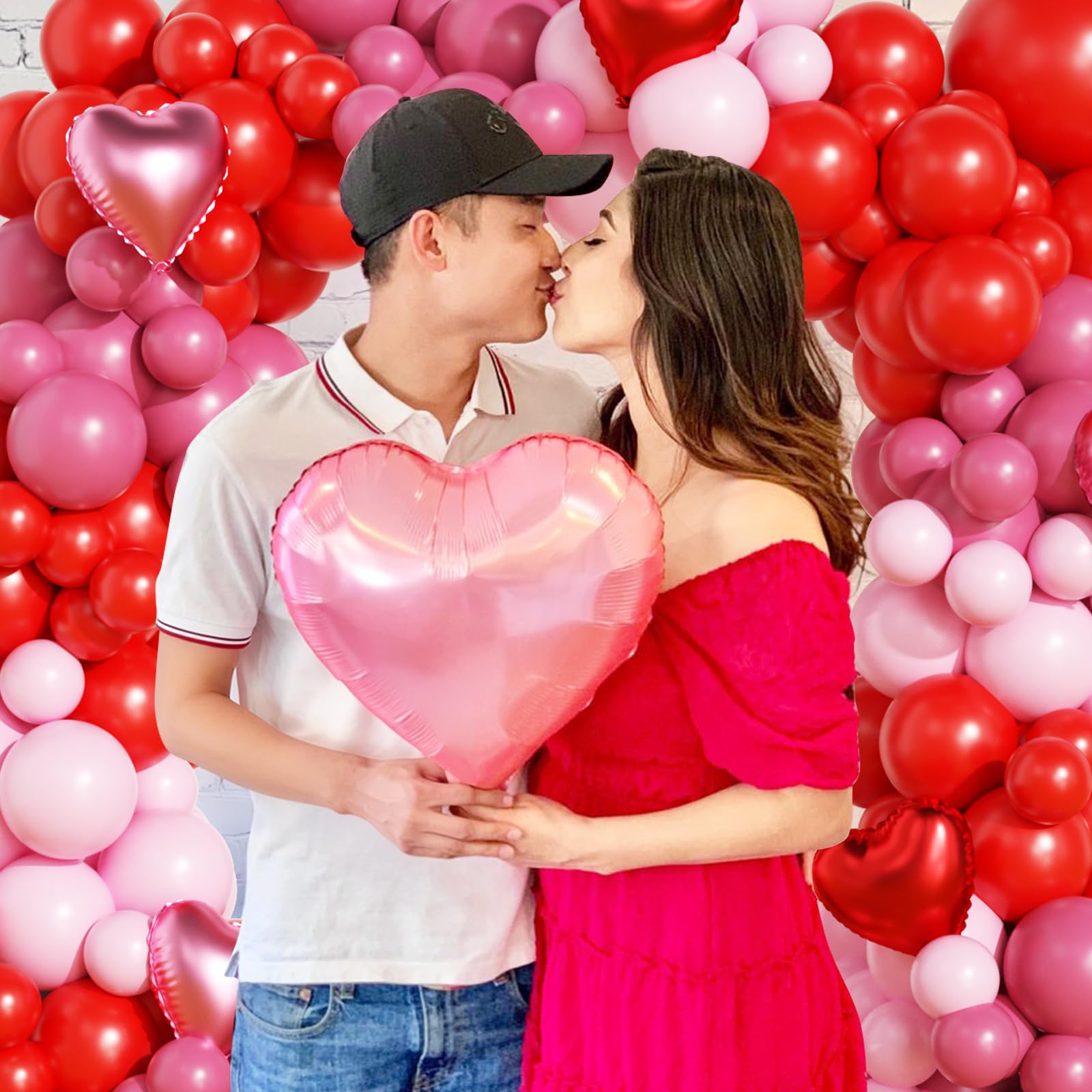 OTLGEUA Valentines Day Balloon Arch Kit — Pink & Red Heart Balloons