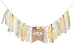 OTURGC Bee Theme 1st Birthday High Chair Banner - Multicolor Bees & Flowers, 80in x 8.27in Linen