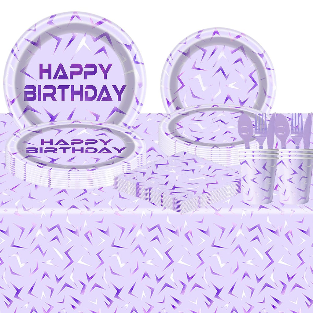 OU RUI 81Pcs Purple Demon Party Tableware Set – Birthday Supplies